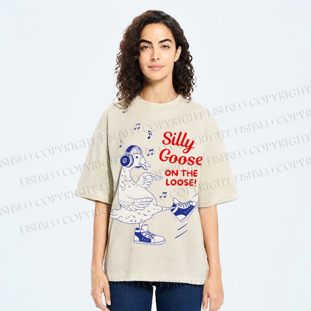 Unisex Silly Goose Printed Washed Tee