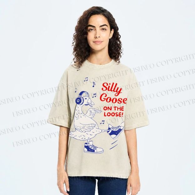 Unisex Silly Goose Printed Washed Tee