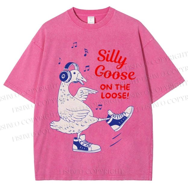 Unisex Silly Goose Printed Washed Tee