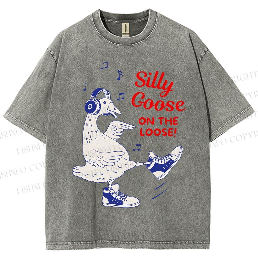 Unisex Silly Goose Printed Washed Tee