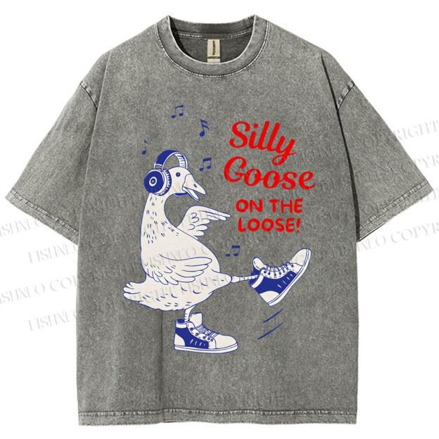 Unisex Silly Goose Printed Washed Tee