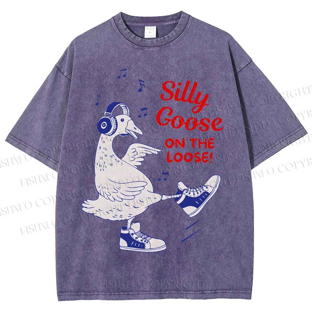Unisex Silly Goose Printed Washed Tee