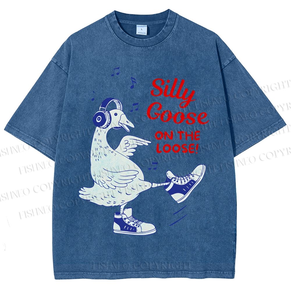 Unisex Silly Goose Printed Washed Tee