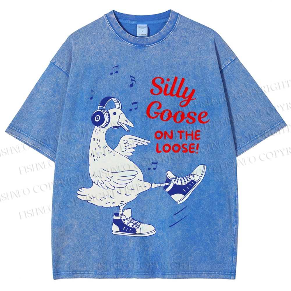 Unisex Silly Goose Printed Washed Tee
