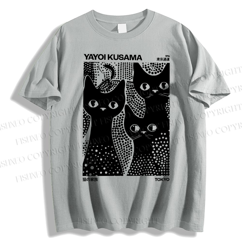 Unisex Japanese Yayoi Kusama Black Cat Classic Cotton T-shirt