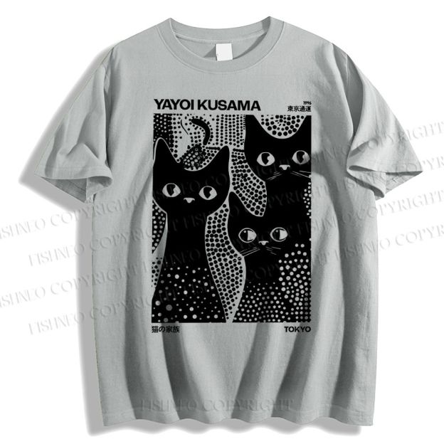 Unisex Japanese Yayoi Kusama Black Cat Classic Cotton T-shirt