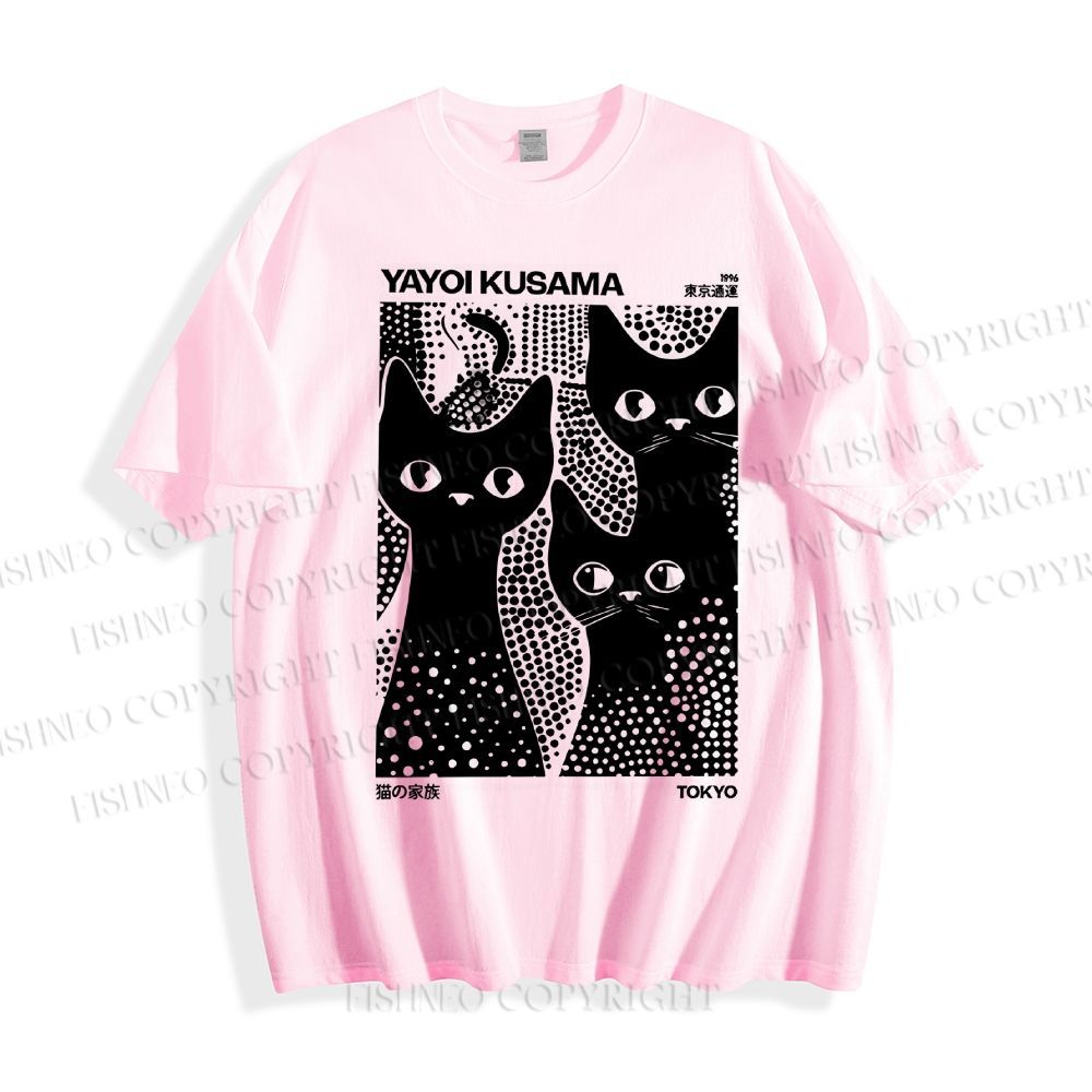 Unisex Japanese Yayoi Kusama Black Cat Classic Cotton T-shirt