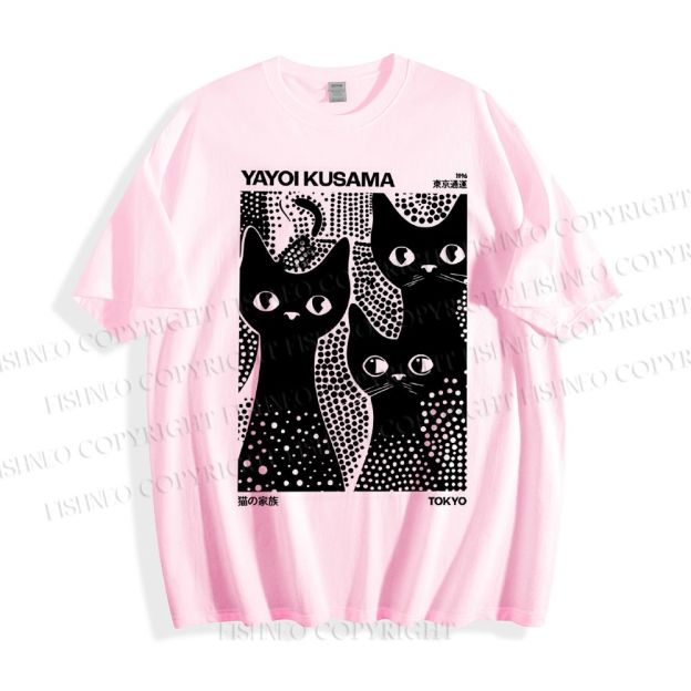 Unisex Japanese Yayoi Kusama Black Cat Classic Cotton T-shirt