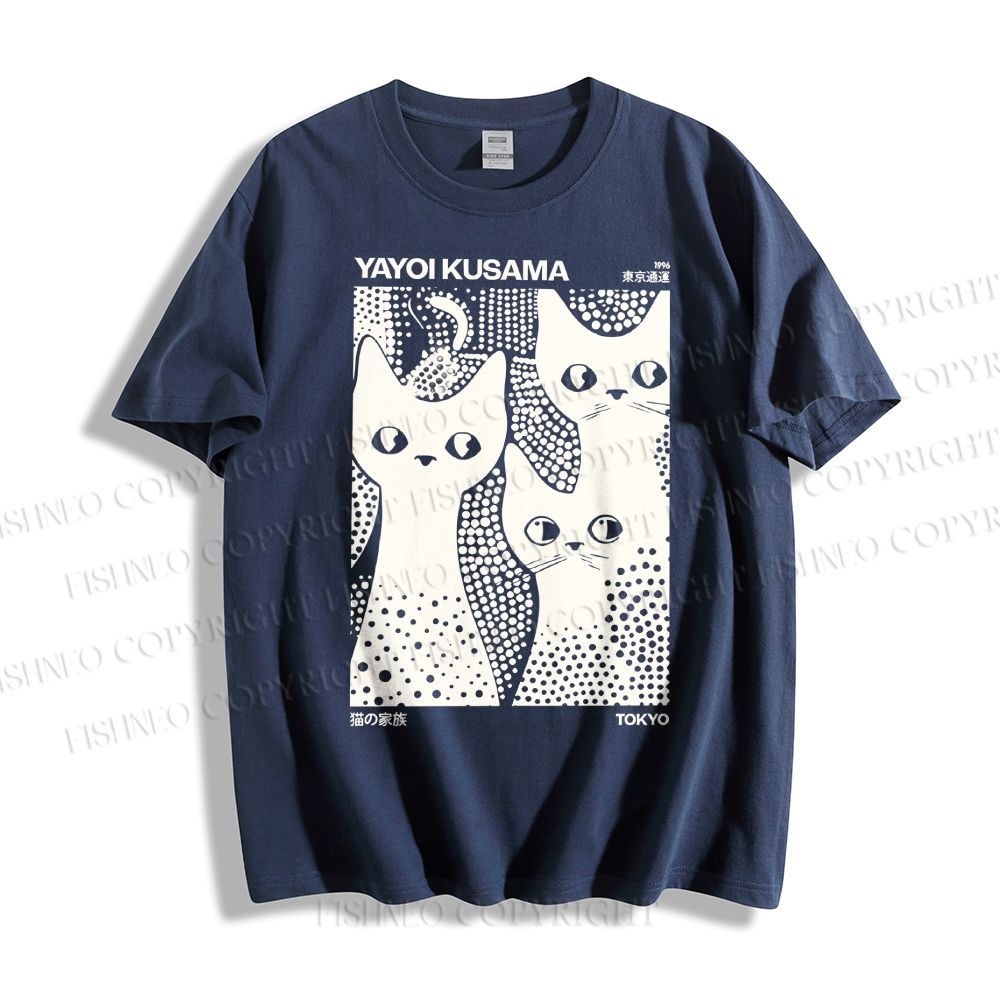 Unisex Japanese Yayoi Kusama Black Cat Classic Cotton T-shirt