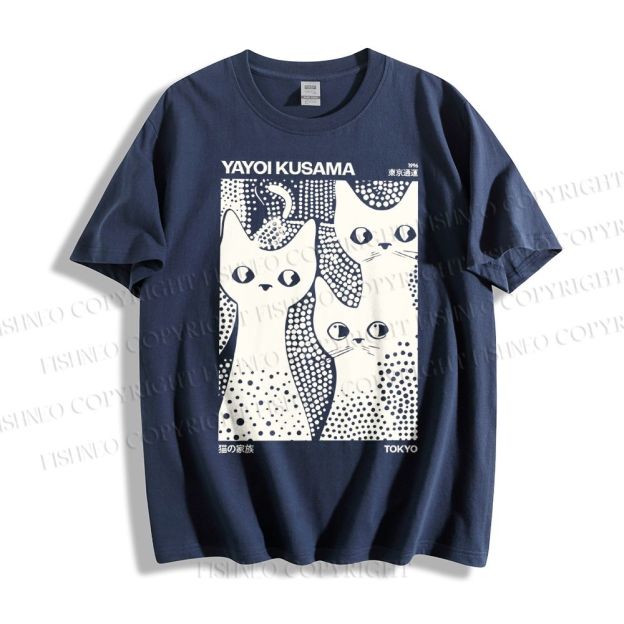 Unisex Japanese Yayoi Kusama Black Cat Classic Cotton T-shirt