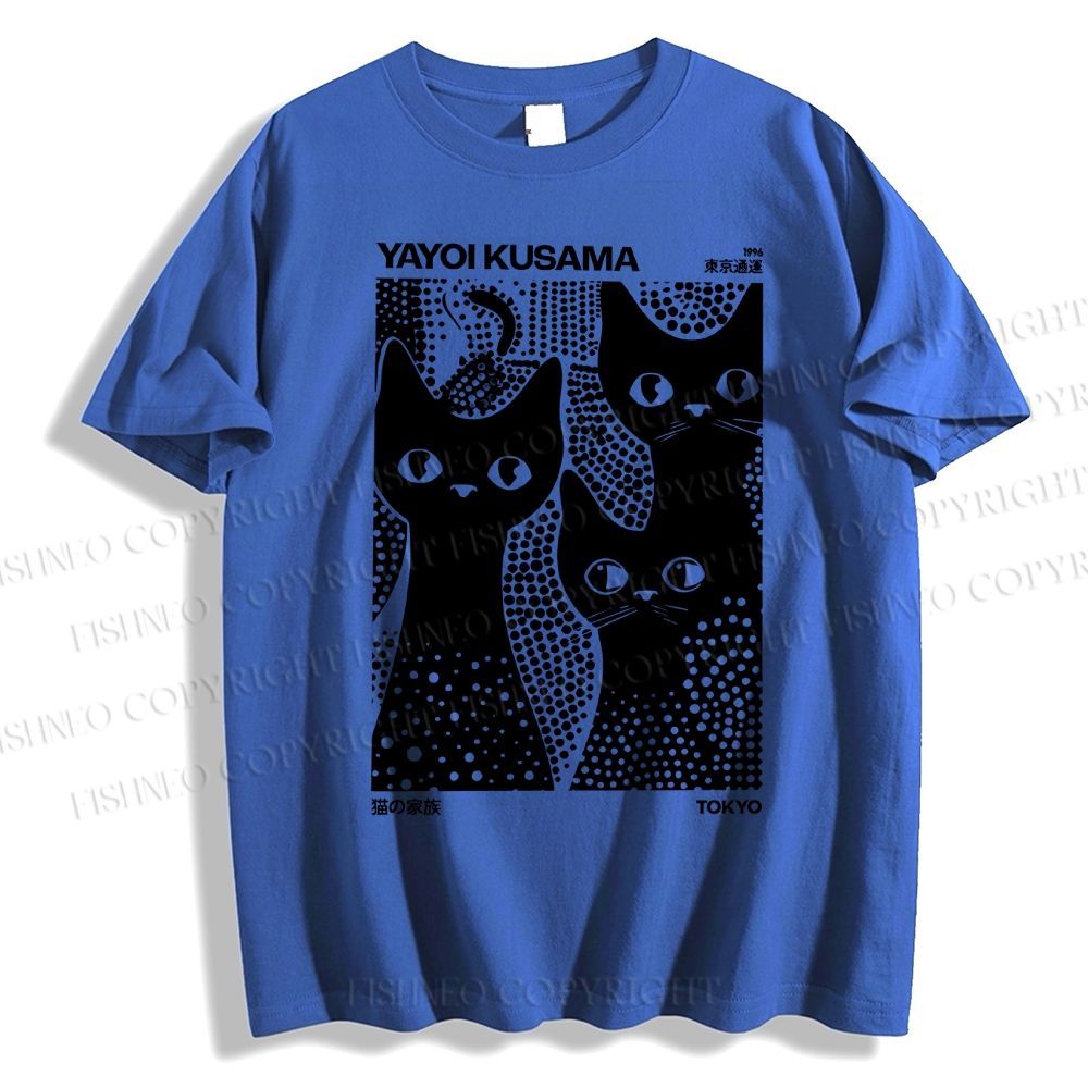Unisex Japanese Yayoi Kusama Black Cat Classic Cotton T-shirt