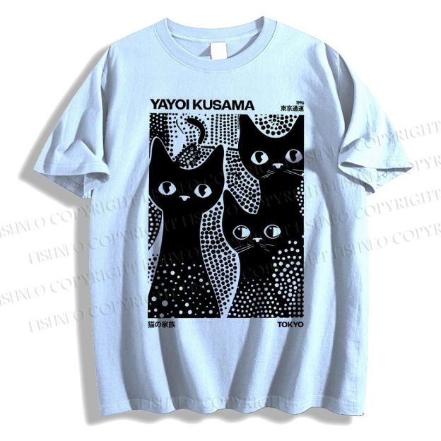 Unisex Japanese Yayoi Kusama Black Cat Classic Cotton T-shirt