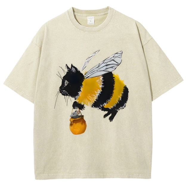 Catbee Funny Vintage Washed T-shirt