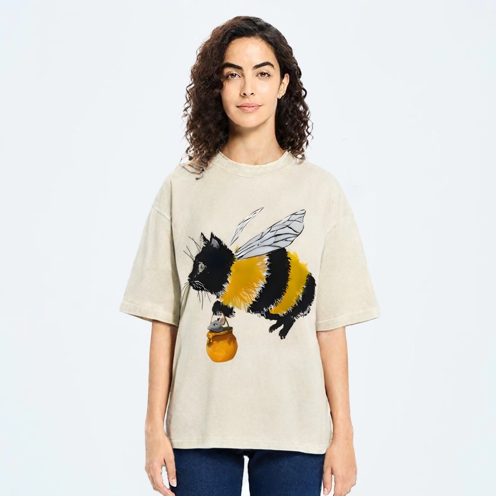 Catbee Funny Vintage Washed T-shirt