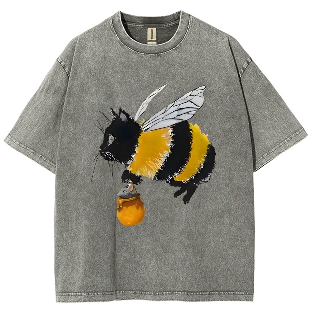 Catbee Funny Vintage Washed T-shirt