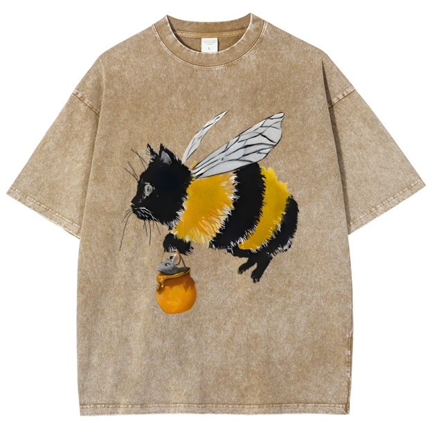 Catbee Funny Vintage Washed T-shirt