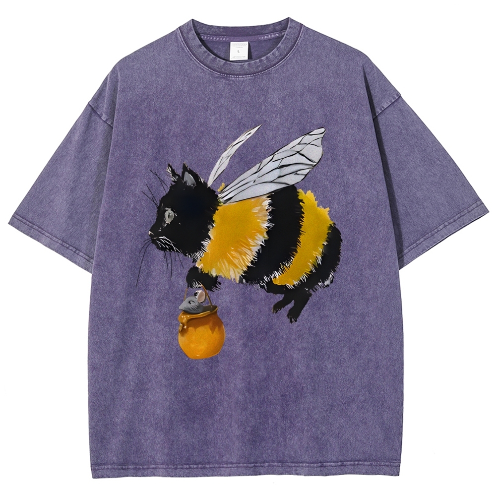 Catbee Funny Vintage Washed T-shirt