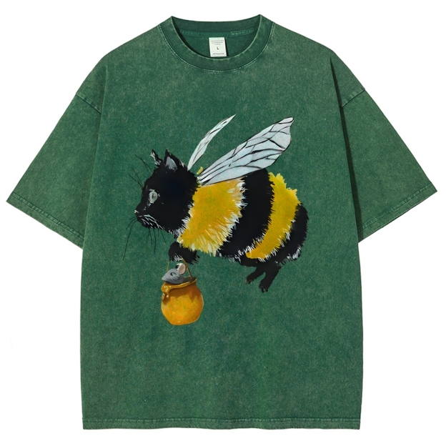 Catbee Funny Vintage Washed T-shirt