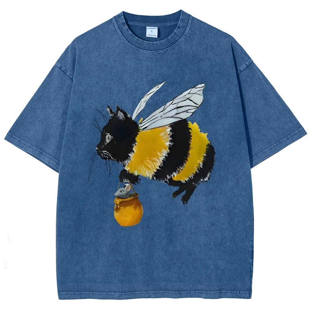 Catbee Funny Vintage Washed T-shirt