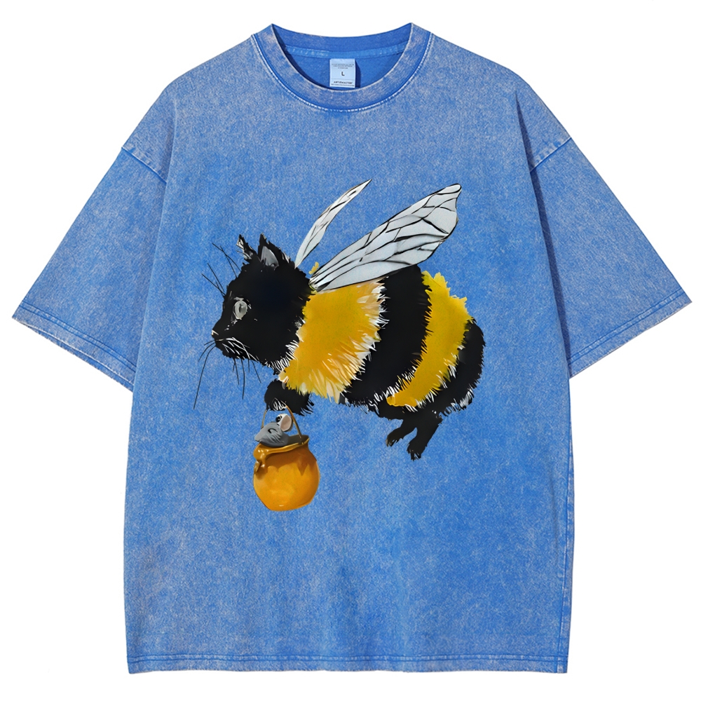 Catbee Funny Vintage Washed T-shirt