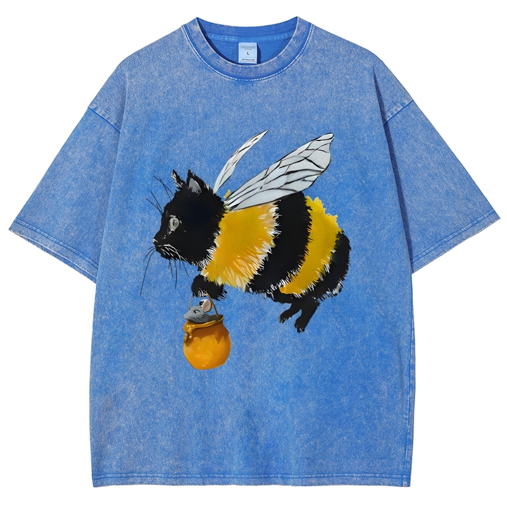 Catbee Funny Vintage Washed T-shirt