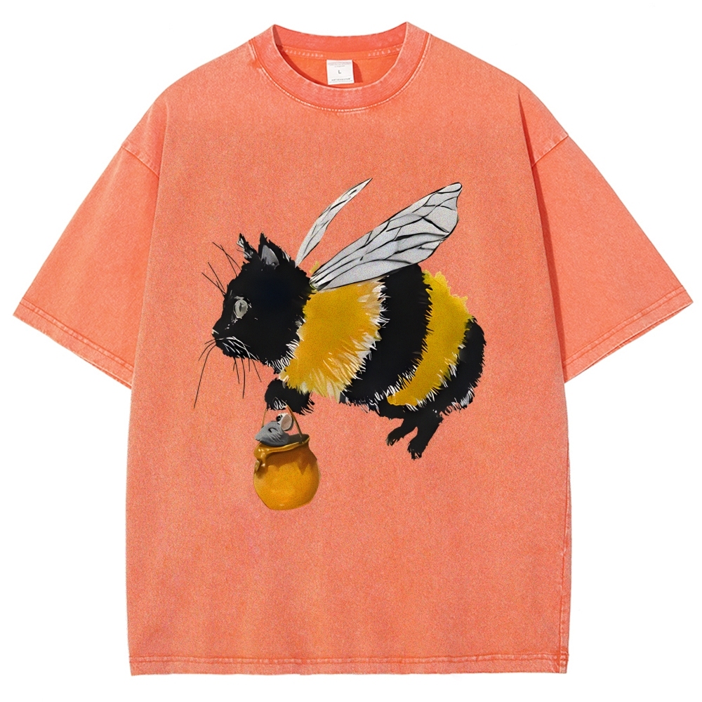 Catbee Funny Vintage Washed T-shirt