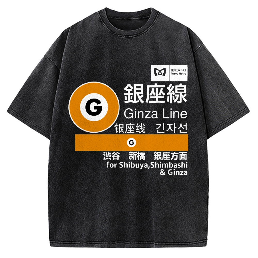 Ginza Line Japan Vintage Washed T-shirt