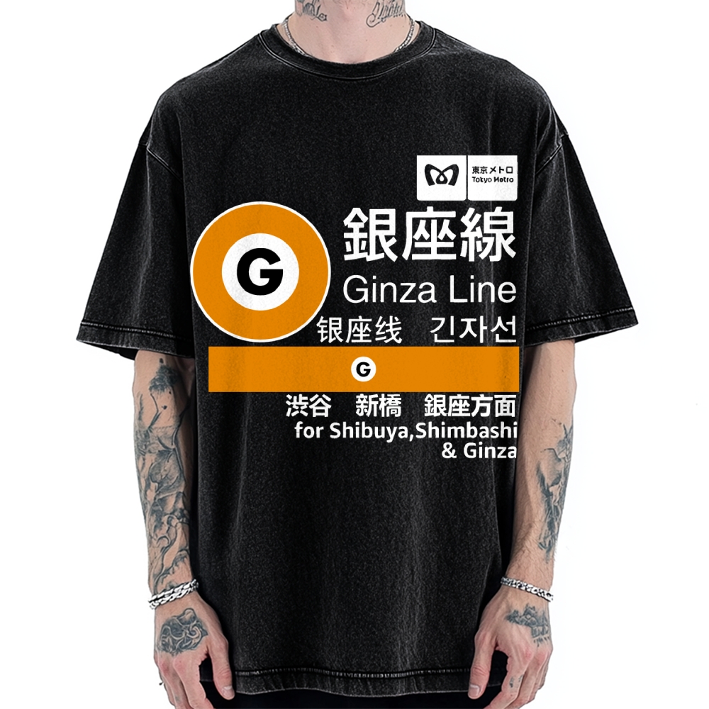 Ginza Line Japan Vintage Washed T-shirt