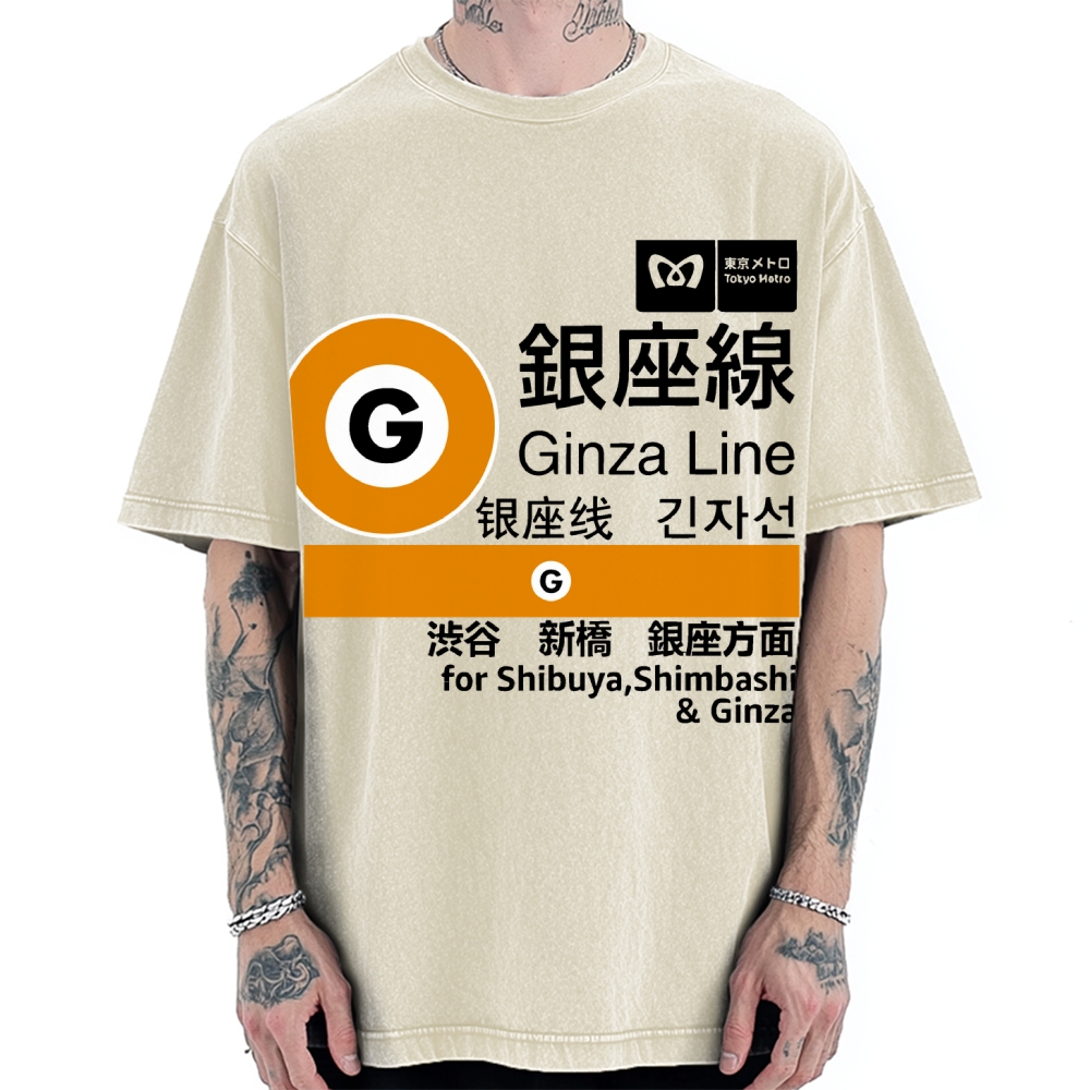 Ginza Line Japan Vintage Washed T-shirt