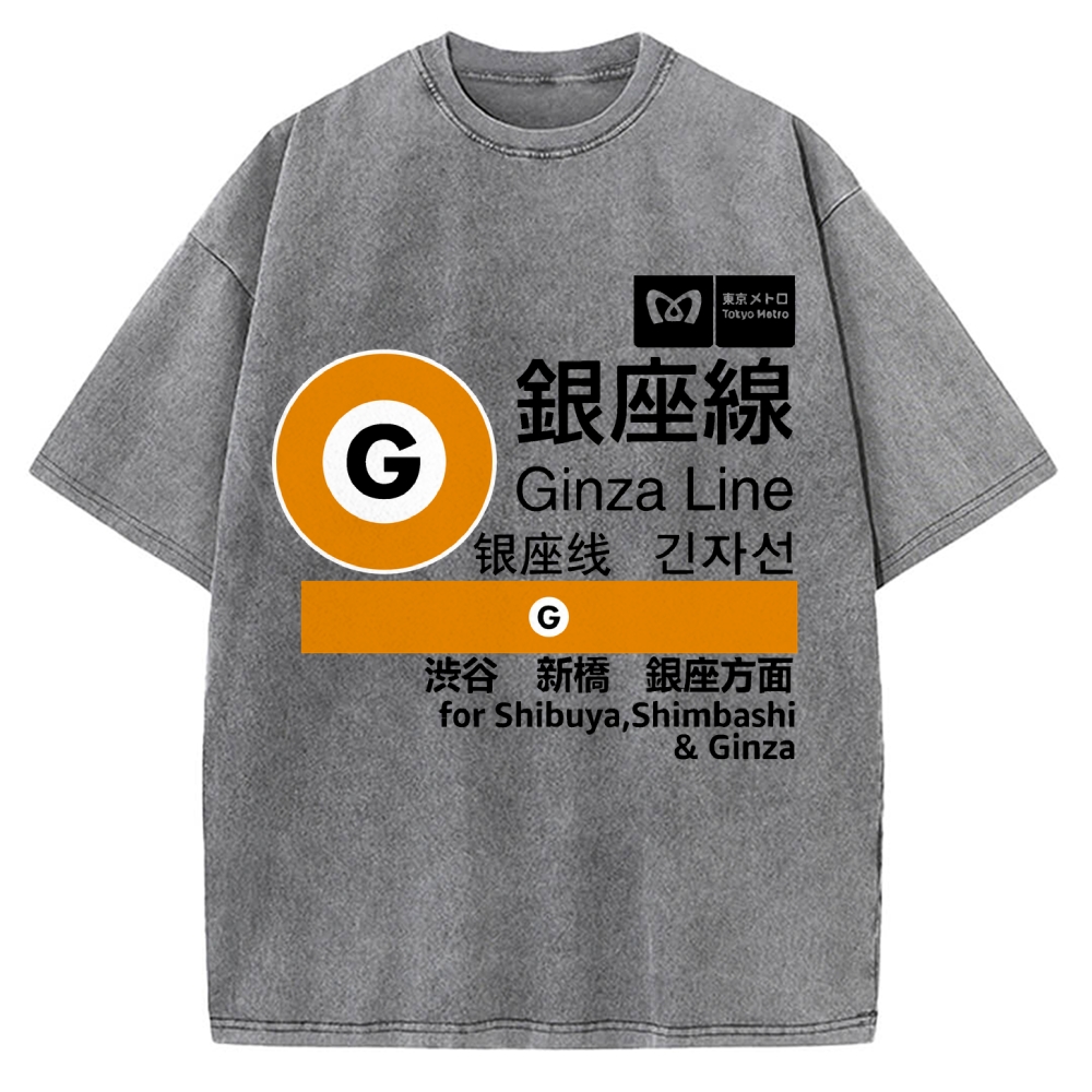 Ginza Line Japan Vintage Washed T-shirt