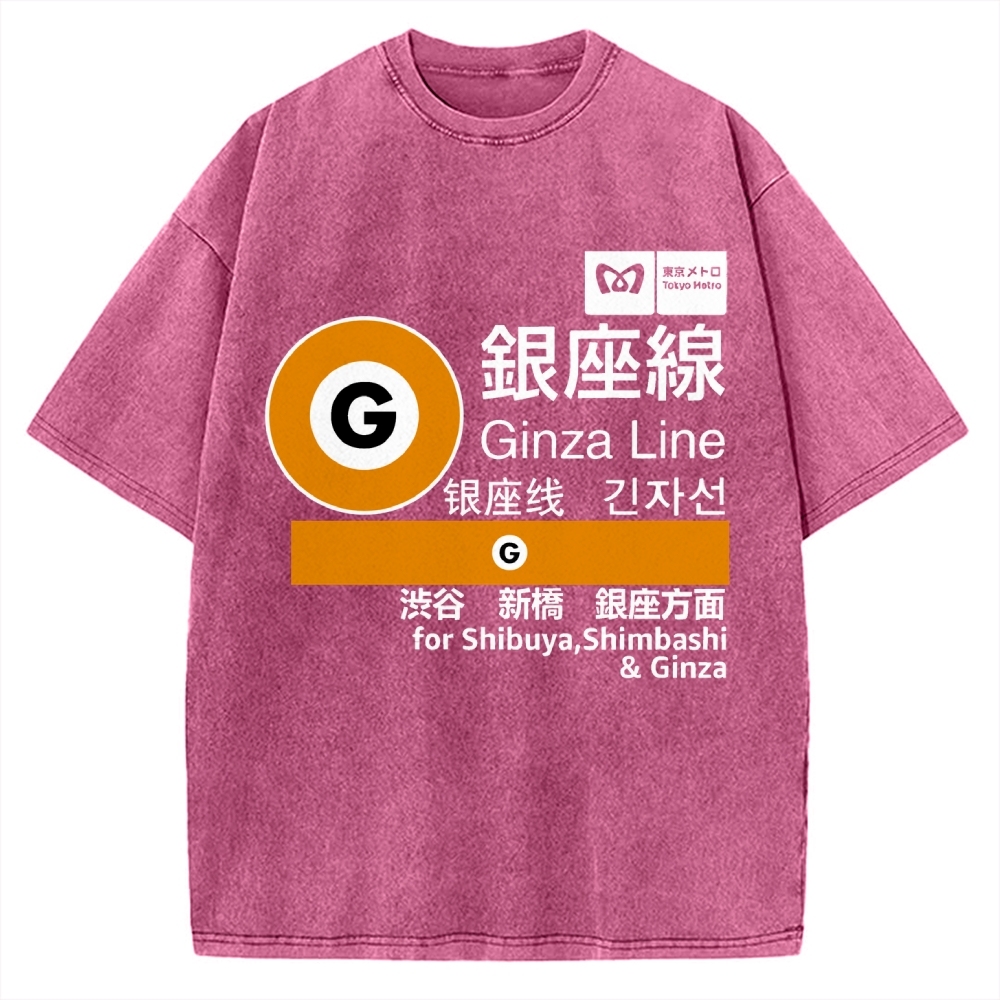 Ginza Line Japan Vintage Washed T-shirt