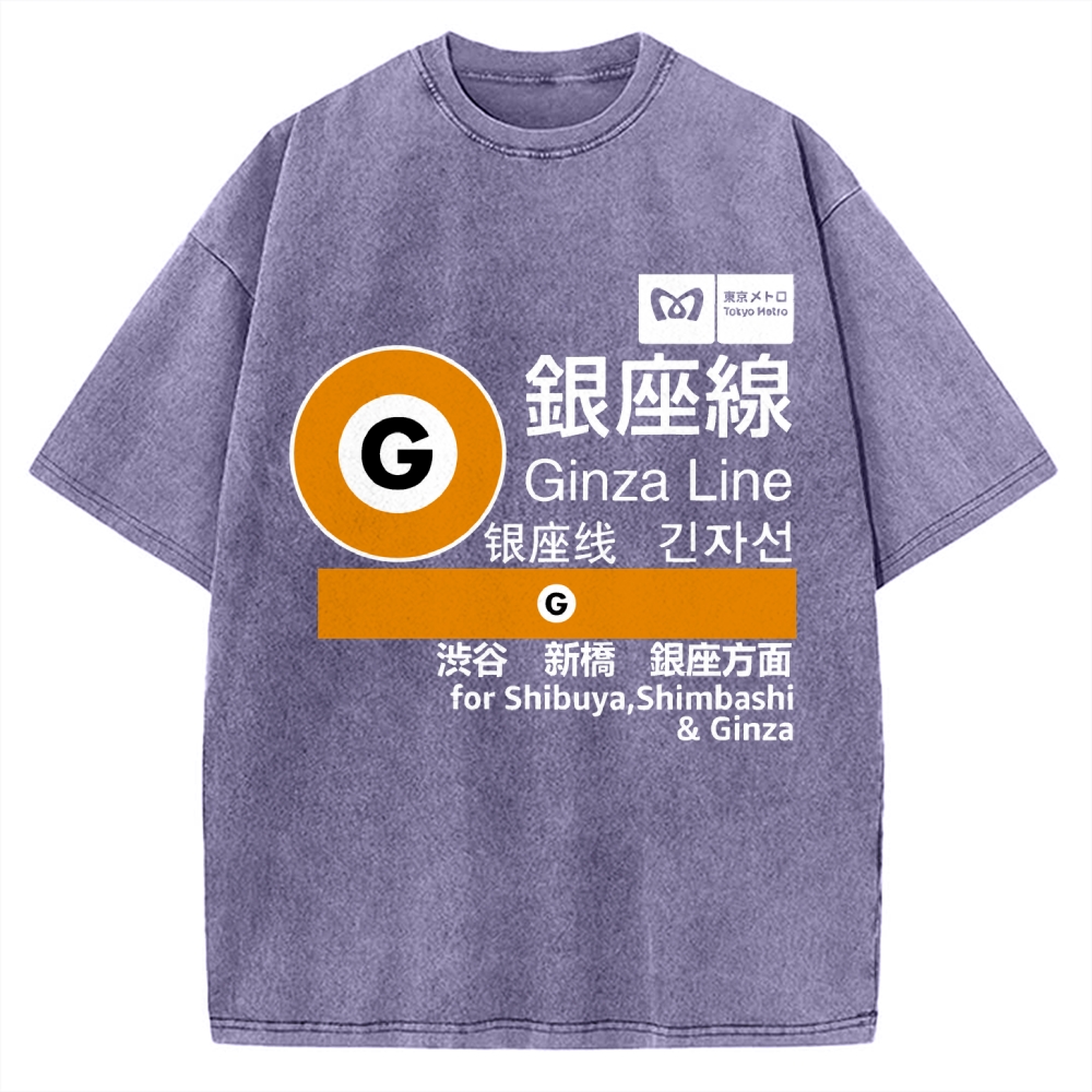 Ginza Line Japan Vintage Washed T-shirt