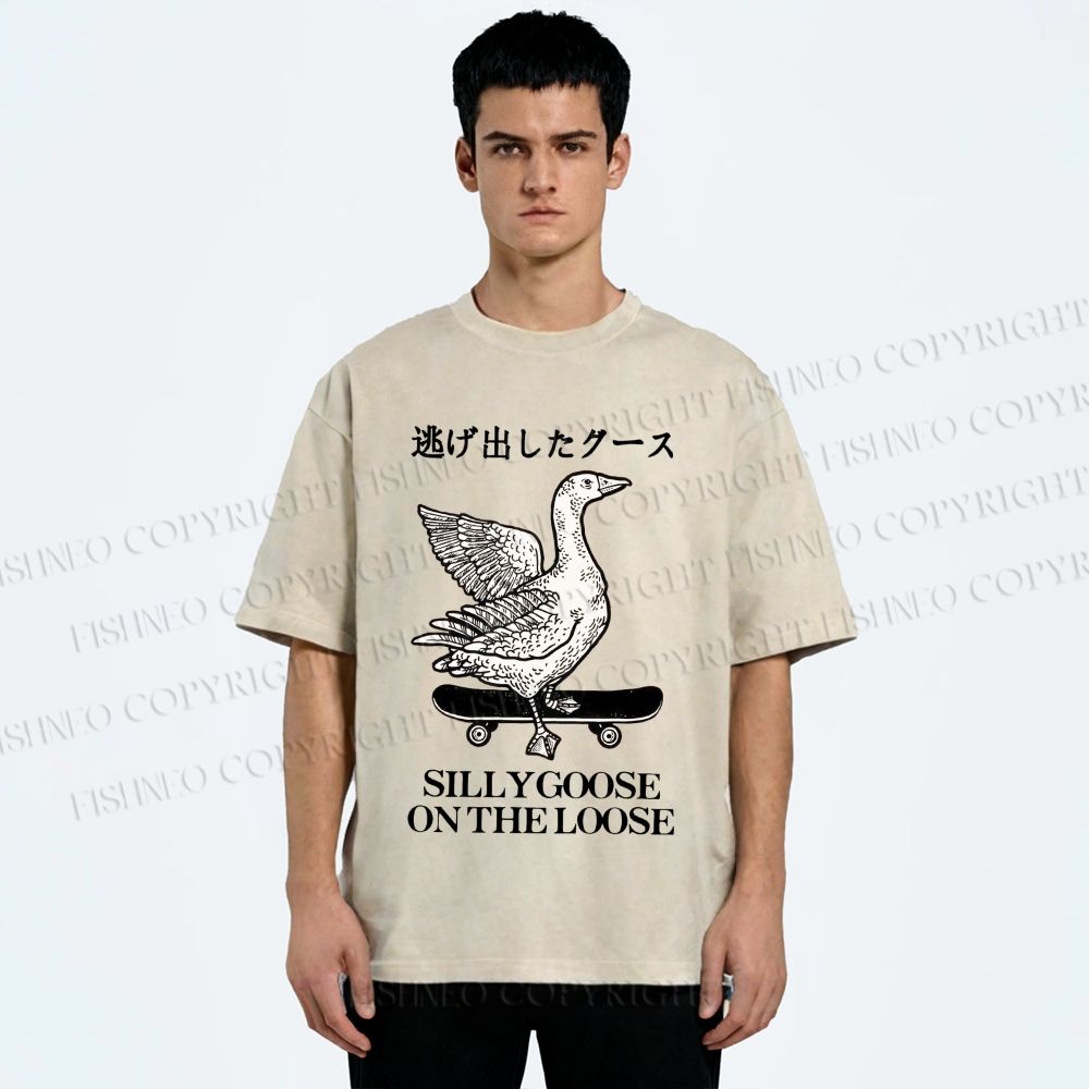 Unisex Silly Goose On The Loose Printed Washed Tee