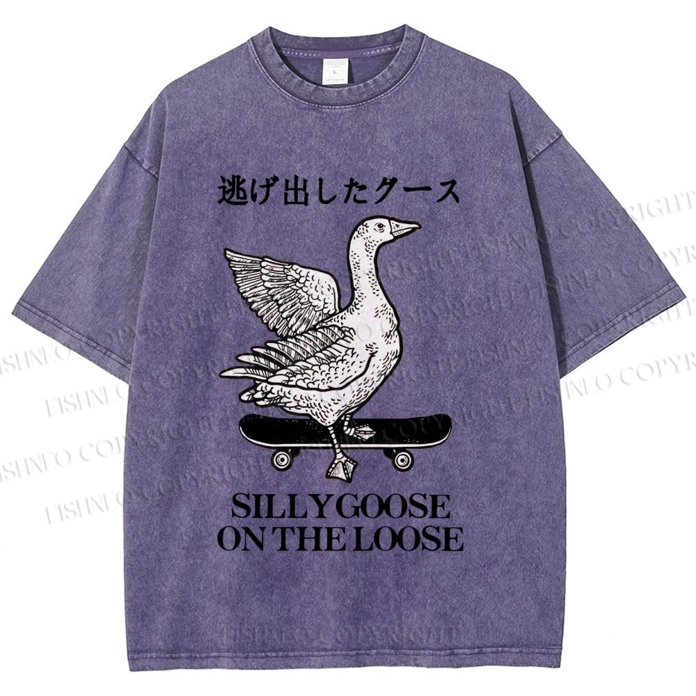 Unisex Silly Goose On The Loose Printed Washed Tee