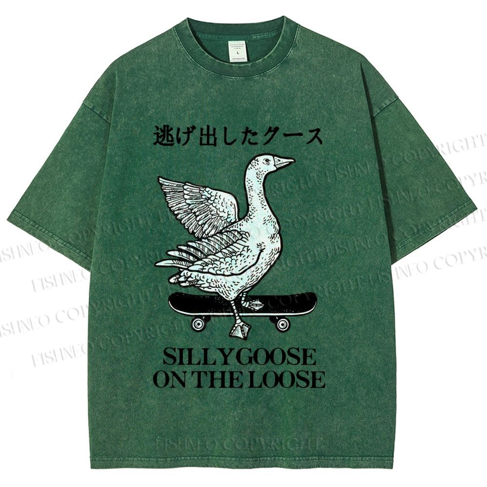 Unisex Silly Goose On The Loose Printed Washed Tee
