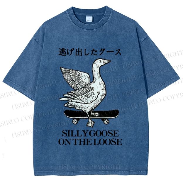 Unisex Silly Goose On The Loose Printed Washed Tee