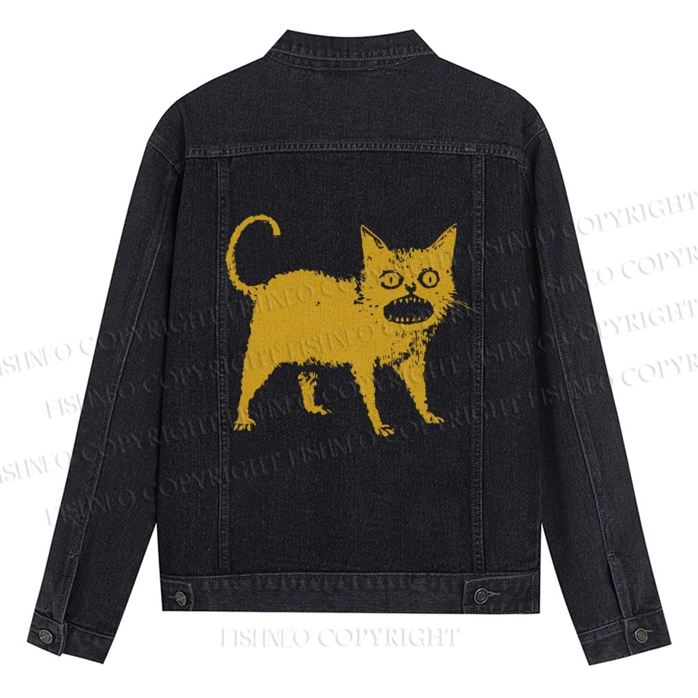Horrible Japanese Cat Vintage Denim Jacket