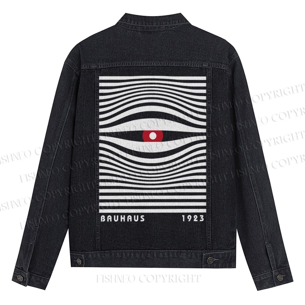 Geometric Eyes Printed Denim Jacket