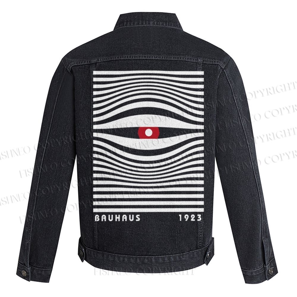 Geometric Eyes Printed Denim Jacket