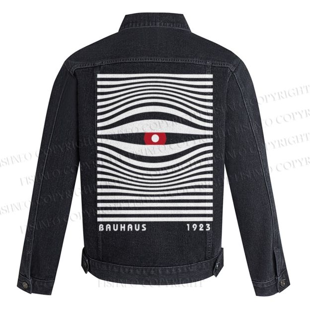 Geometric Eyes Printed Denim Jacket