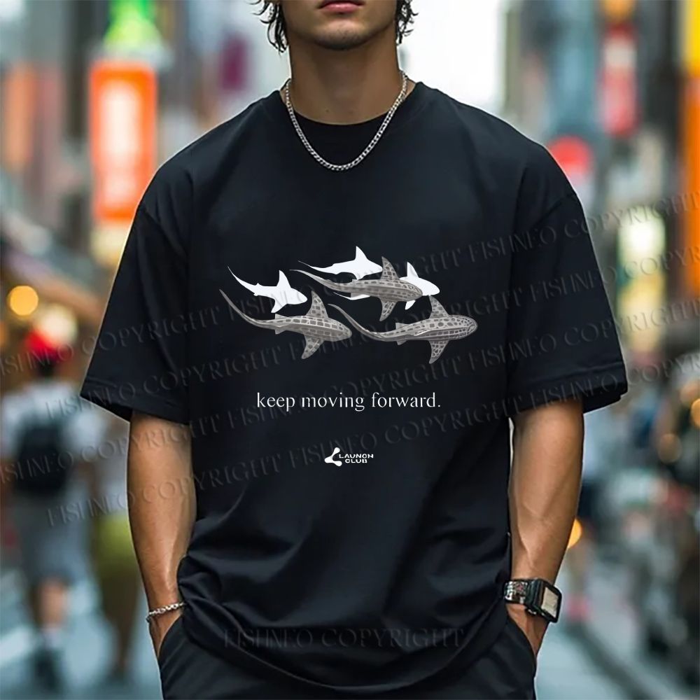 Unisex Whale Keep Moving Forward Classic Cotton T-shirt