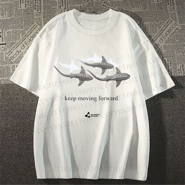 Unisex Whale Keep Moving Forward Classic Cotton T-shirt