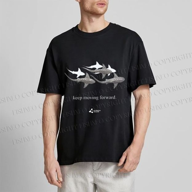 Unisex Whale Keep Moving Forward Classic Cotton T-shirt