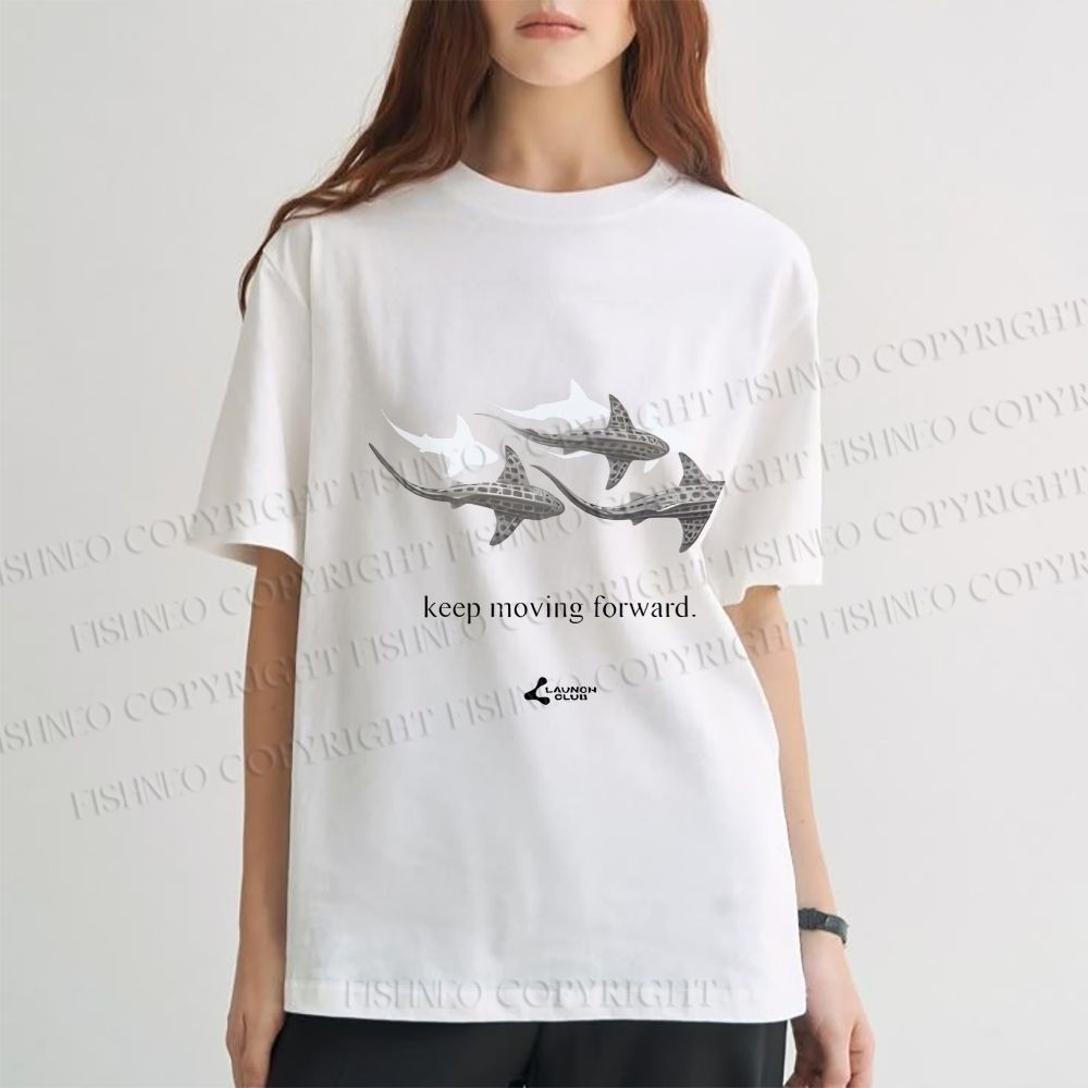 Unisex Whale Keep Moving Forward Classic Cotton T-shirt
