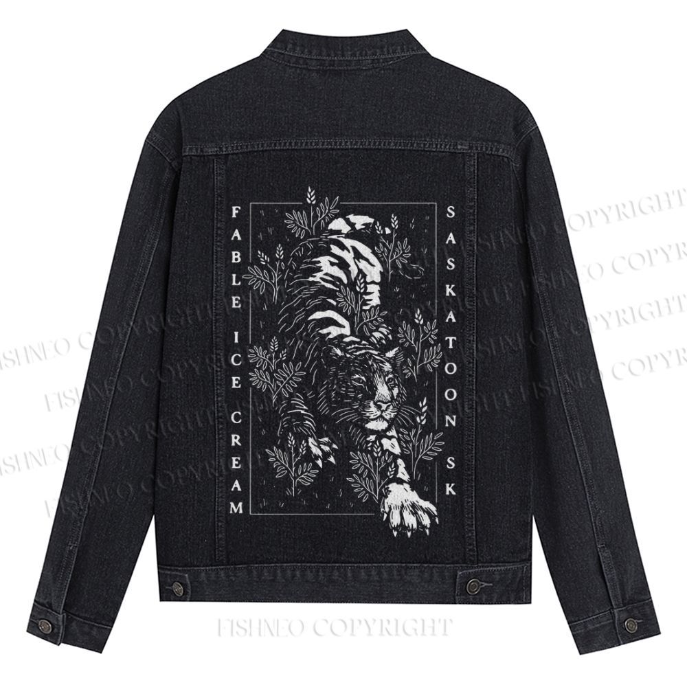 Unisex Jungle Tiger Denim Jacket