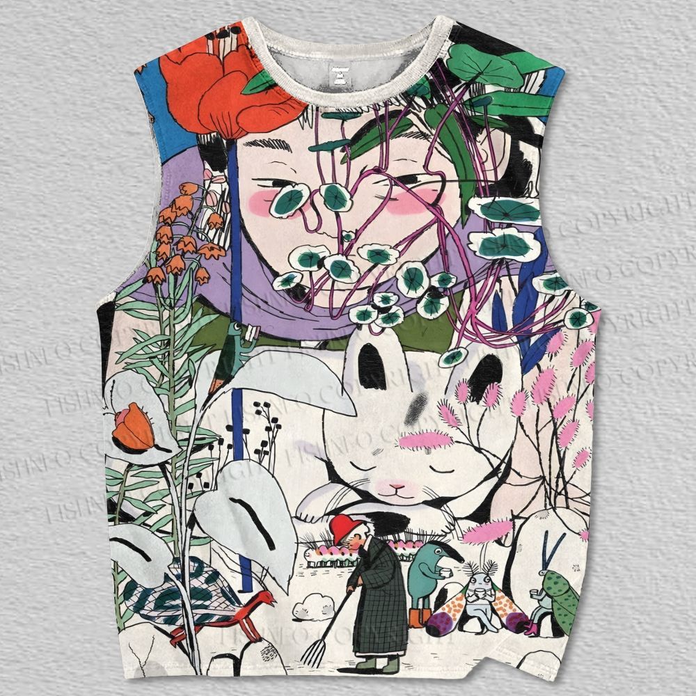 Unisex Vintage Graffiti Printed Tank Top