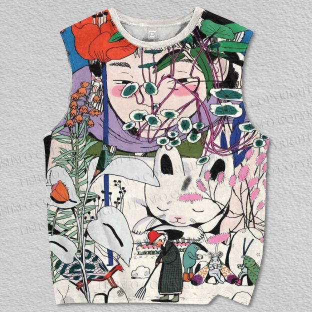 Unisex Vintage Graffiti Printed Tank Top