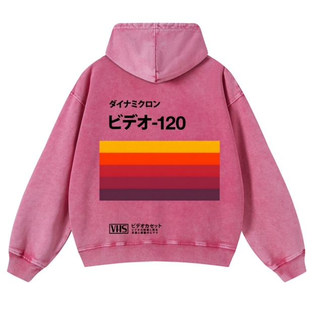 Casual Japanese VHS Video Cassette Washed Hoodie