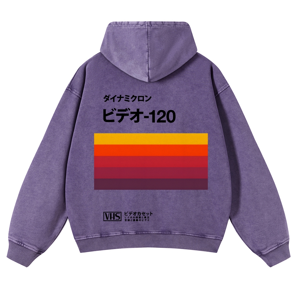 Casual Japanese VHS Video Cassette Washed Hoodie