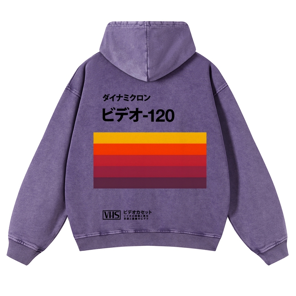 Casual Japanese VHS Video Cassette Washed Hoodie